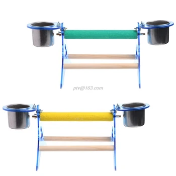 

Let' s Pet Wooden+Acrylic bird decorative cage Parrot Perch Stand Platform Play Fun Toys Pet Wooden Playstand Cup For Bird Cage