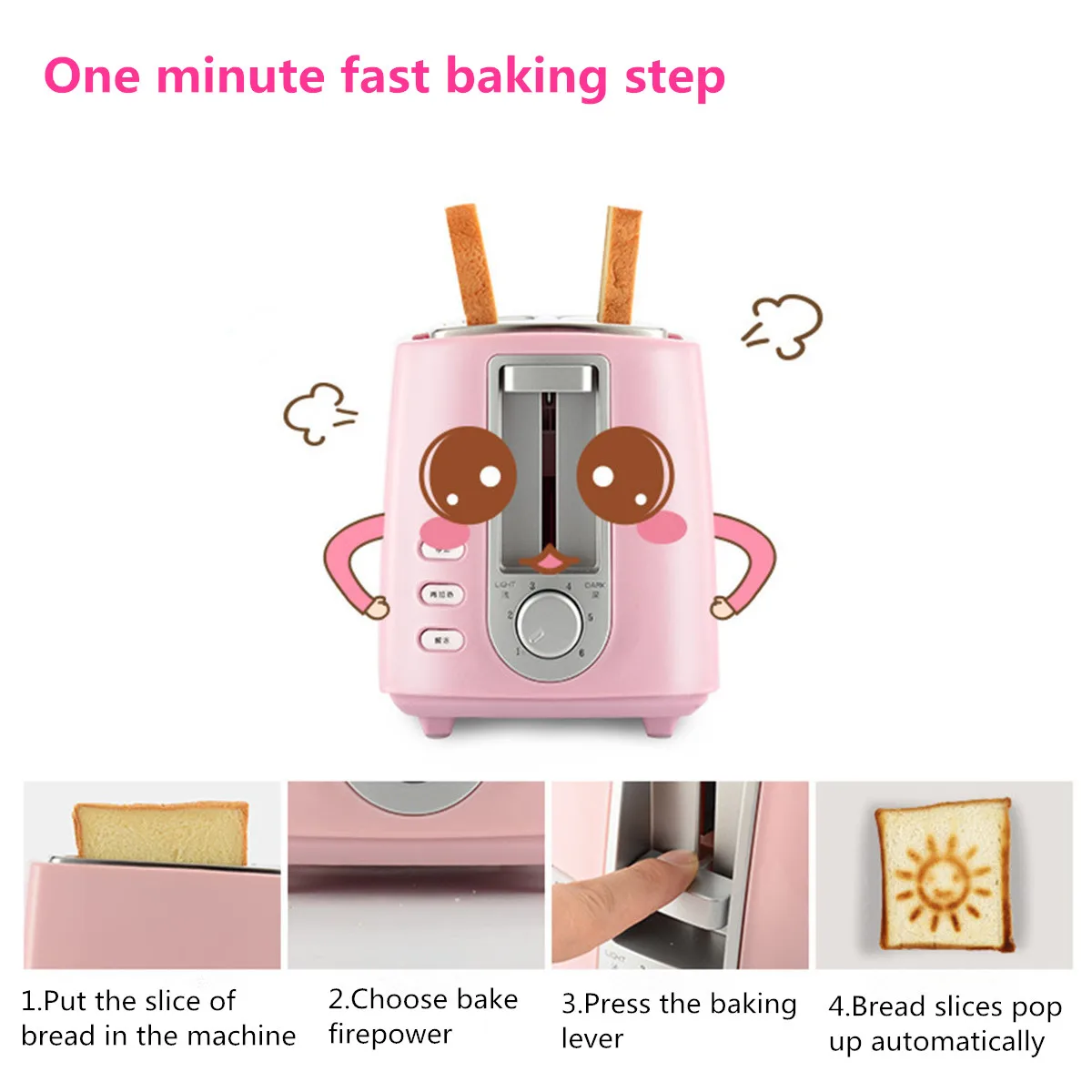 Stainless Steel Electric Toaster Automatic Bread Baking Maker Household Breakfast Machine Toast Sandwich Grill Oven Home Office