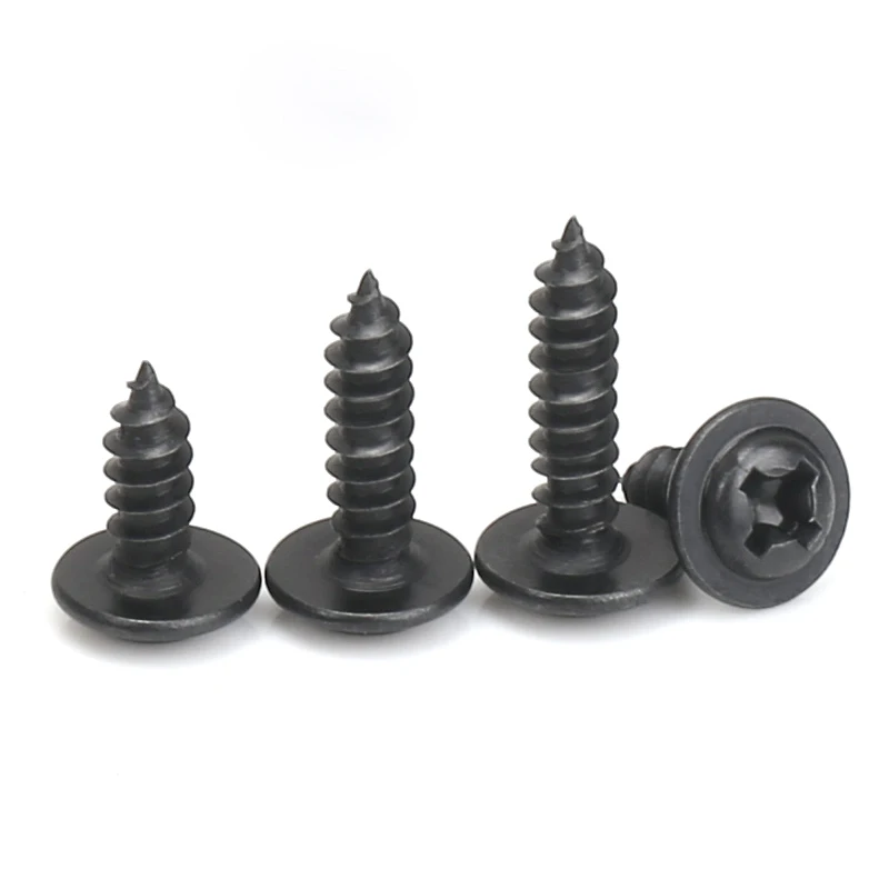 

M1.7 M2 M2.3 M2.6 Phillips Cross Recessord Washer Pan Head Self Tapping Screw Metric Thread Small Round Head Bolt Steel Black
