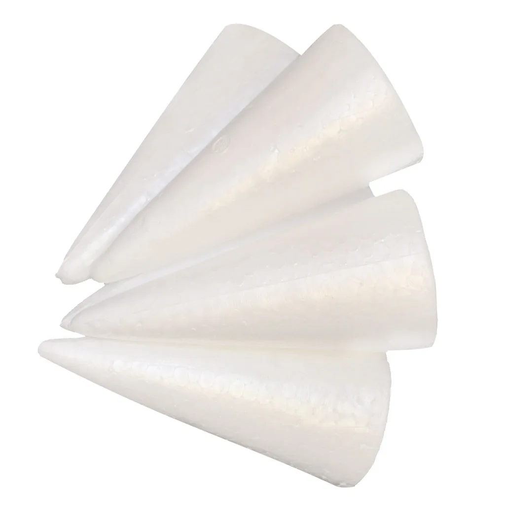 30 Pieces White Cone Shape Christmas Tree Styrofoam Polystyrene Foam Materials for Kids Crafts DIY Modeling Handmade Toys 150mm