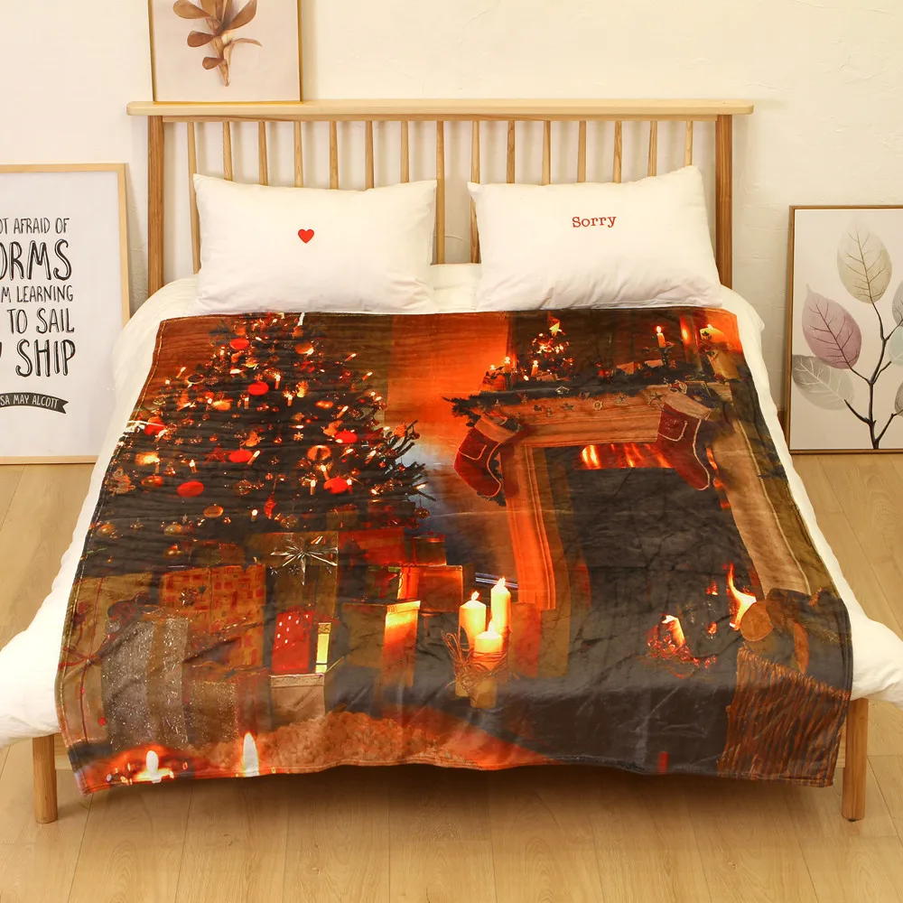 OUNEED рождественские одеяла из фланелевой ткани диван кровать одеяло 150x200 см светильник толстый chanical мыть пледы теплое одеяло#45