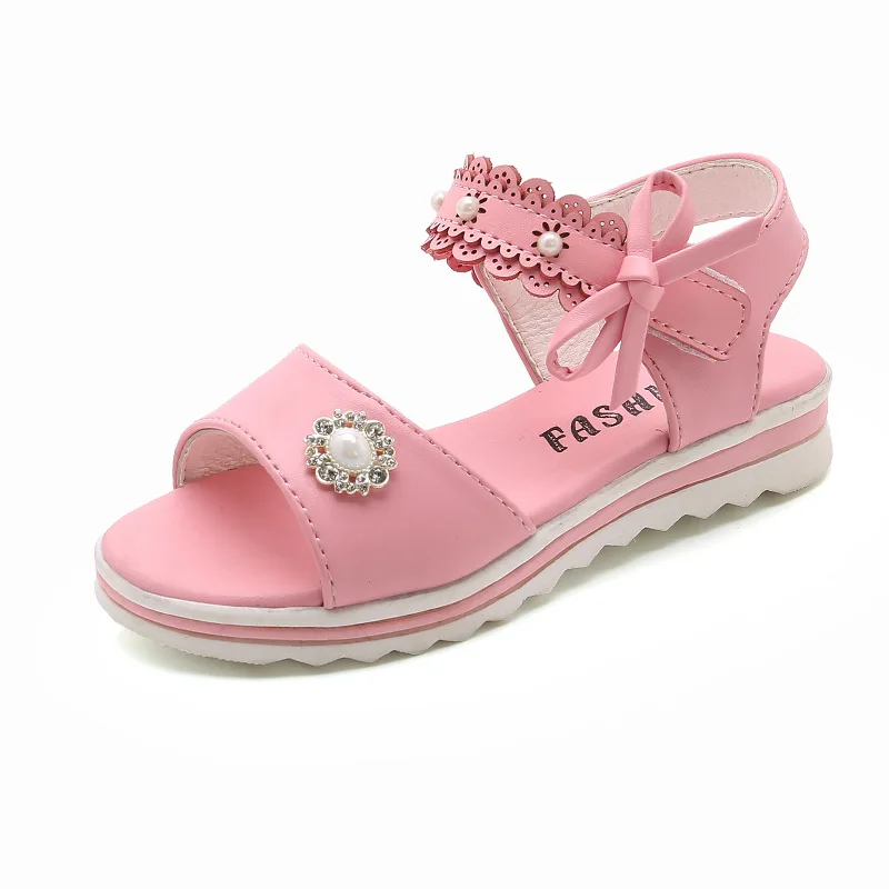 2022 Princesses Sandal Summer For Girls Beach White Pink Shoes Kids Children Rhinestone Sandals 3 4 5 6 7 8 9 10 11 12 Year Old boy sandals fashion Children's Shoes