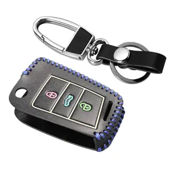 

Hand Sewn Car A/B/C Style Leather Key Holder Auto Keys Organizer Keychain Key Cover Case Protecting Bag Fit For Volkswagen