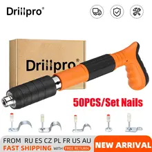 Drillpro – pistolet manuel en acier, agrafeuse de Construction, fixation murale à domicile, travail des métaux, économie de travail, Rivet, outils et 50 clous