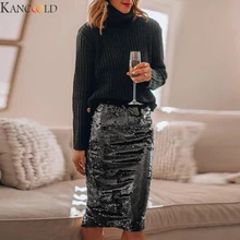 KANCOOLD, блестящая юбка, эластичная, высокая талия, золото, для женщин, с блестками, карандаш, Jupe Falda Saia, длинная, сексуальная, Клубные, вечерние, облегающая, миди юбка