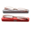 Unisex Mini Portable Metal Frame Reading Glasses With Metal Case Hot Slim Eyeglasses Vision Care Reader Spectacles +1.0 to 4.0 3