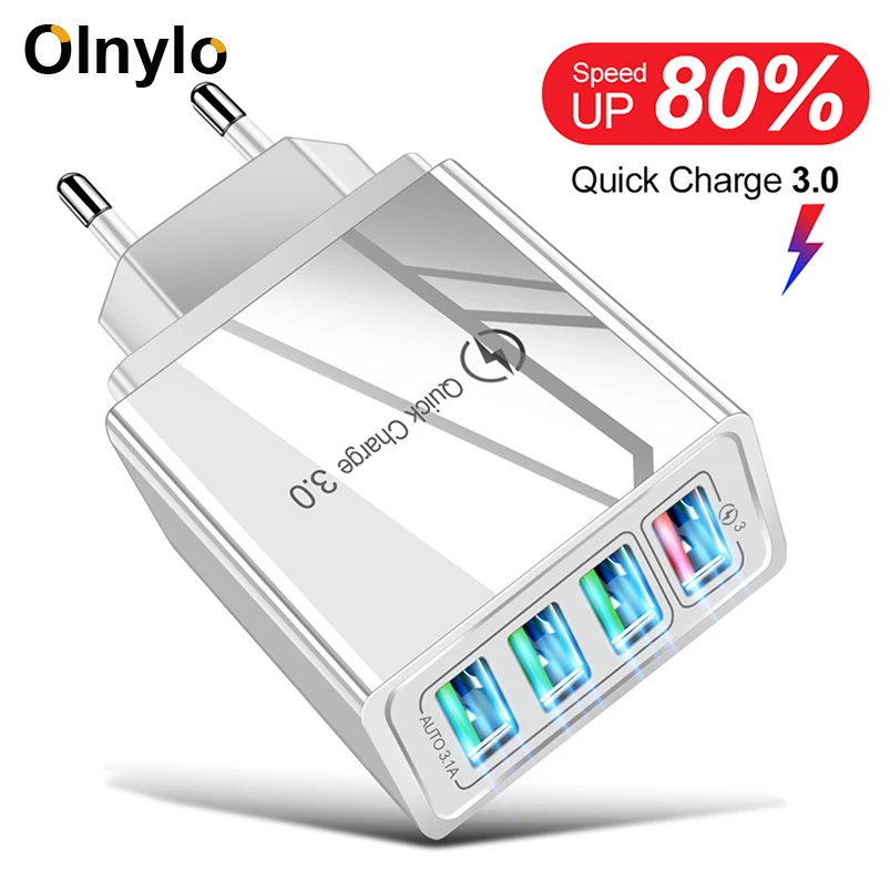 

Quick Charge 3.0 for Phone Fast Charging Adapter for Huawei Samsung Tablets Portable Wall Mobile Charger UK EU 4 USB Chargers
