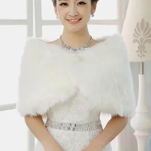 Цвета слоновой кости, с искусственным мехом, свадебная шаль Для женщин Выходные туфли на выпускной Обёрточная бумага Болеро накидка-палантин вечерние куртка