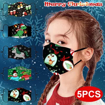 

5PCs mascarilla mask Christmas Children's Adjustable Windproof Reusable Printed Mask masque маска mascarillas lavables маски