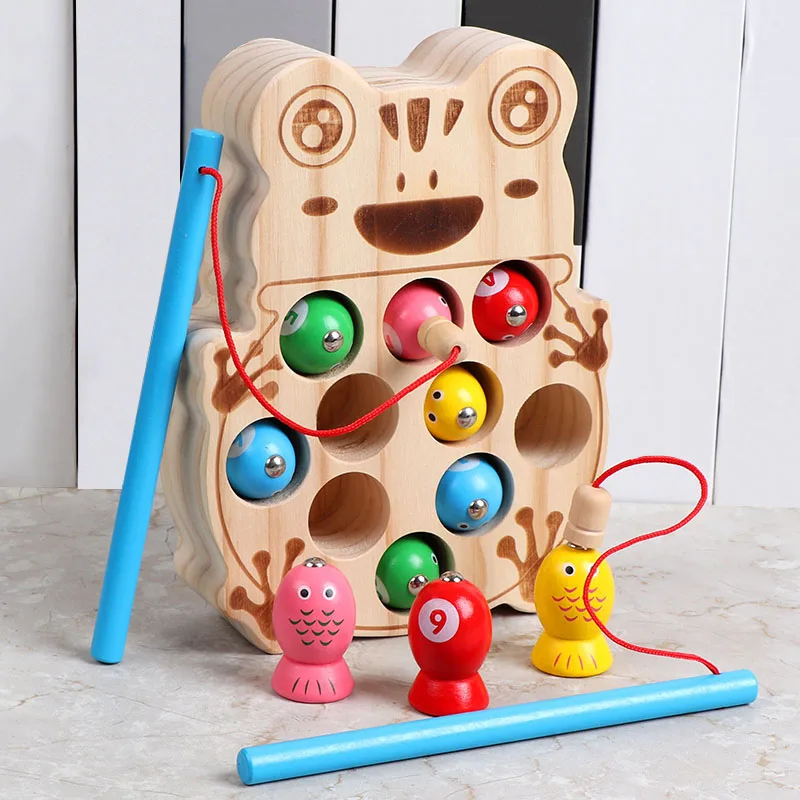 Fishing Toys For Girls Children's Game Wooden Magnetic Fishing Game Early Learning Educational Toys For Children Birthday Gifts