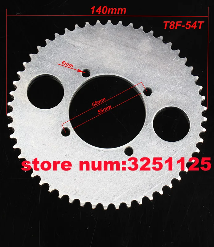 THE MOTOR Store Silver T8F 54T 54mm 54 Tooth Pocket Bike Mini Quad ATV Moped Scooter Motoparts