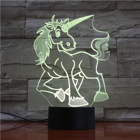 3D лампа Западной миф самый лучший продавая высокий сенсорный Сенсор Единорог декоративные 7 цветов Eith пульт дистанционного управления светодиодный ночник лампа