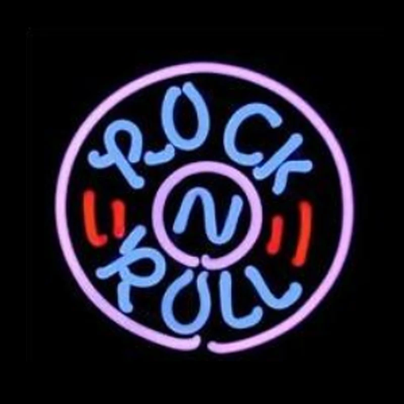 

ROCK N RrOLL Neon Sign Custom Handmade Real Glass Tube Beer Bar KTV Store Motel Pub Company Advertise Display Neon Signs 16"X16"