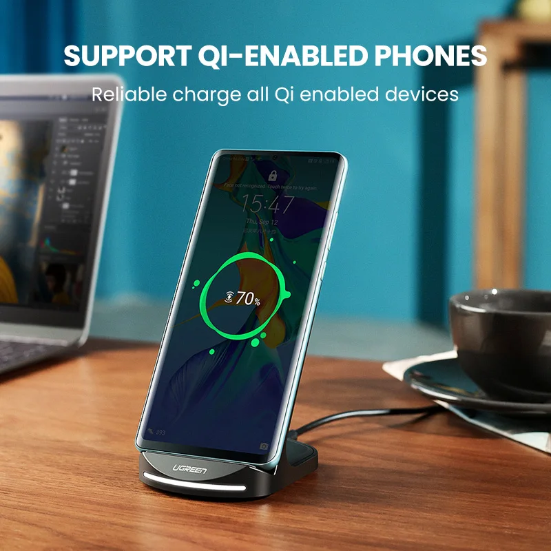 Ugreen Qi Беспроводное зарядное устройство подставка для iPhone 11 Pro X XS 8 XR samsung S9 S10 S8 S10E быстрая Беспроводная зарядная станция зарядное устройство для телефона