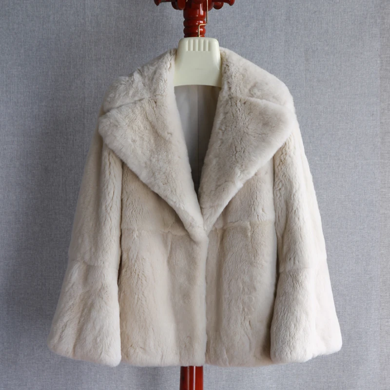 Rf2027 зима рукав-клеш Полный Пелт Настоящий мех кролика пальто вся кожа натуральный мех куртка