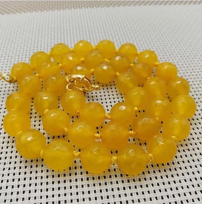 10 мм натуральный Африканский Южно-желтый топаз 128 ожерелье с гранеными бусами AAA |