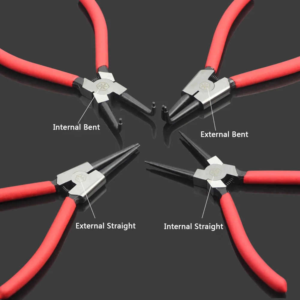 6 7 9Circlip Pliers External Internal Curved Straight Tip Circlip Snap Rings Fixed-Tip Retaining Ring Plier