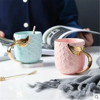 

400ml Creative Mermaid Ceramics Coffee Mug High Quality Ceramics Milk Tea Coffee Cup for Men Women Student