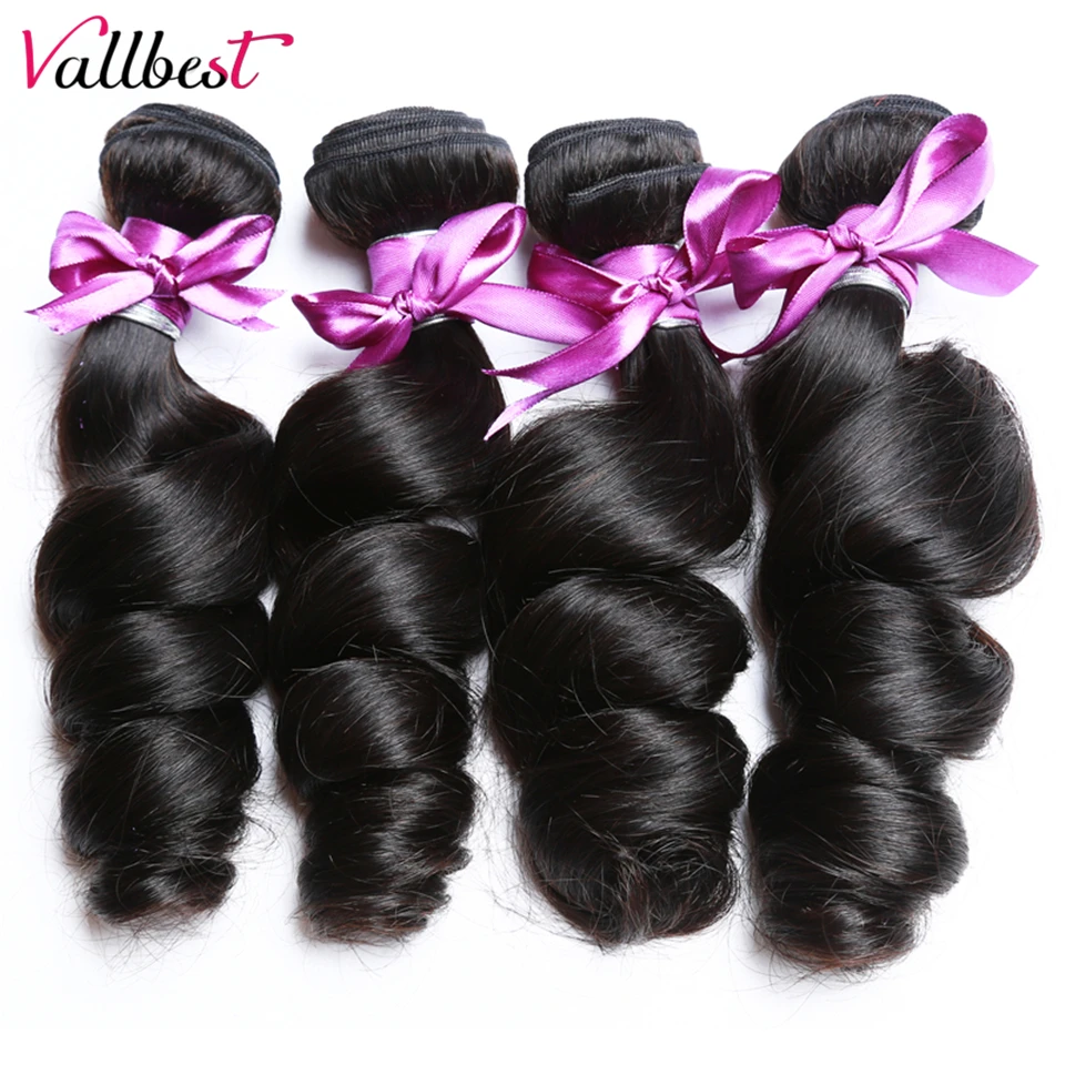 Vallbest бразильские волосы категории virgin волнистые пряди натуральные черные 1/3/4 шт./лот человеческие волосы пряди Волосы remy волос для наращивания