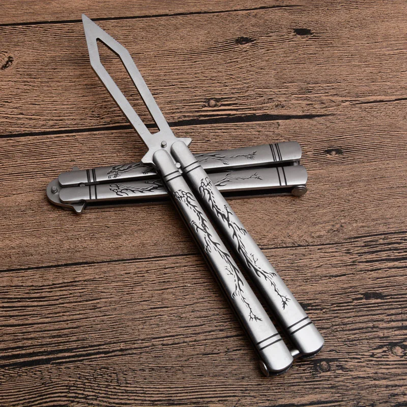 Butterfly-3cr13mov blade knife C-056 training swing knifes steel handle CS GO butterfly in knifes training sanding knives