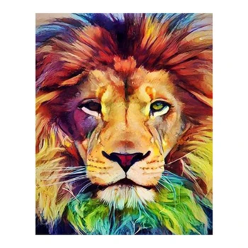 

Painting By Numbers DIY Colourful Lions Frameless Paint By Numbers Animals Digital Painting on Canvas