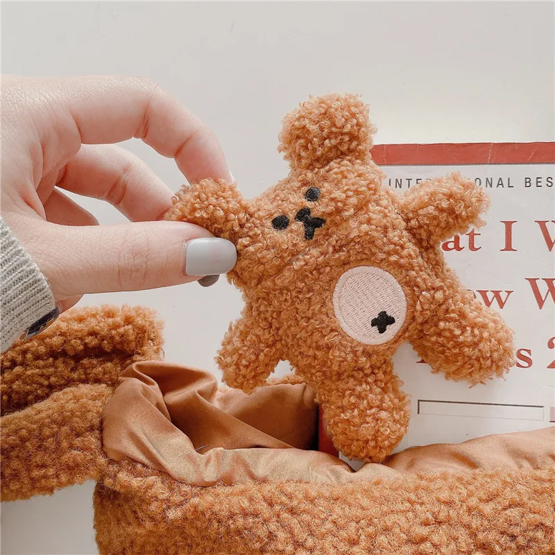 

The new cute cartoon plush bear Bluetooth headset protection box, suitable for charging box with Airpods 1 2