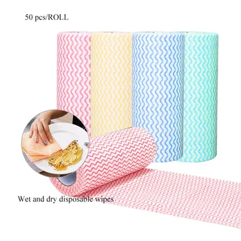 

50 Pcs/Roll Non-woven Kitchen Cleaning Cloth Disposable Eco-friendly Rags Wiping Pad Furniture Kitchenware Cleaning Prouct