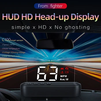 

Car HUD Head Up Display C100-HUD OBD2 II EUOBD Overspeed Warning System Projector Windshield Auto Electronic Voltage Alarm
