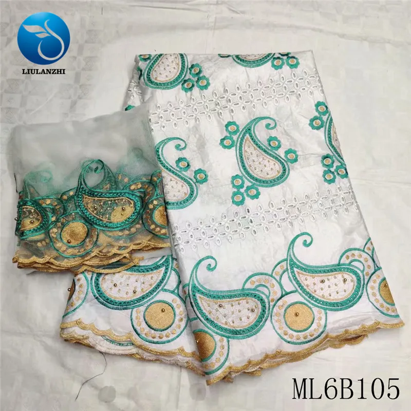 LIULANZHI Африканский хлопок новейший дизайн удар Базен кружевная ткань с камнями 5+ 2 ярдов ришелье ткань ML6B105