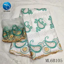 LIULANZHI Африканский хлопок новейший дизайн удар Базен кружевная ткань с камнями 5+ 2 ярдов ришелье ткань ML6B105