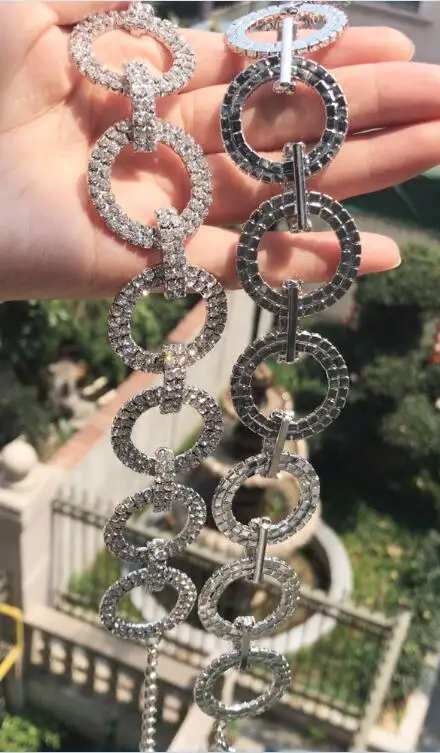silver Серебряный Хрустальный пояс для женщин широкий горный хрусталь металлическая кисточка Дамская длинная бахрома Роскошный пояс Пояс Ремни Аксессуары - Цвет: silver