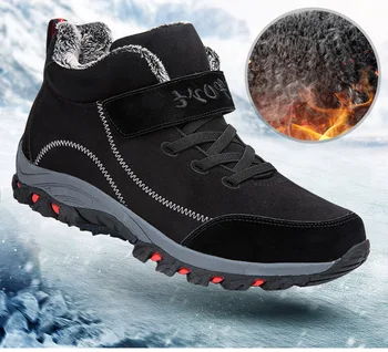 

Waterproof Winter Men Boots with Fur Warm Snow Women Boots Men Work Casual Shoes Sneakers High Top Rubber Ankle Boots plus size