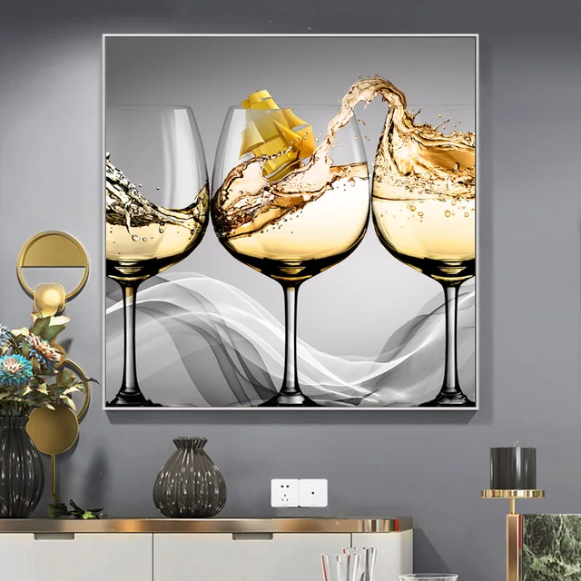 Wijn Glas Met Goud Boot Print Schilderij Eetkamer Keuken Moderne Woninginrichting Wall Art Pictures Cuadros Decor|Schilderij & Schoonschrift| - AliExpress
