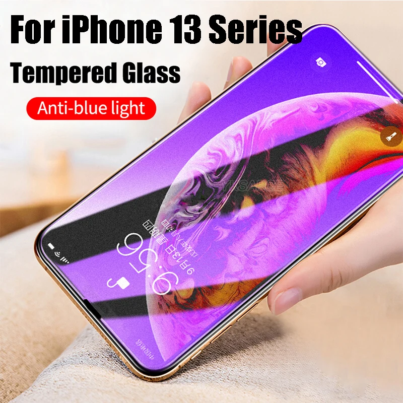 Защита экрана с защитой от синего излучения для Iphone 13 серии закаленное стекло