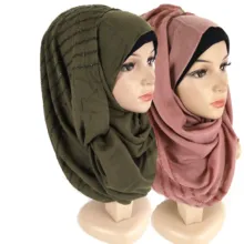 Z11 10 шт. высокое качество морщинка вискозный шарф шаль Хиджаб блестящие длинные обертывание хлопок макси повязка на голову можно выбрать цвета