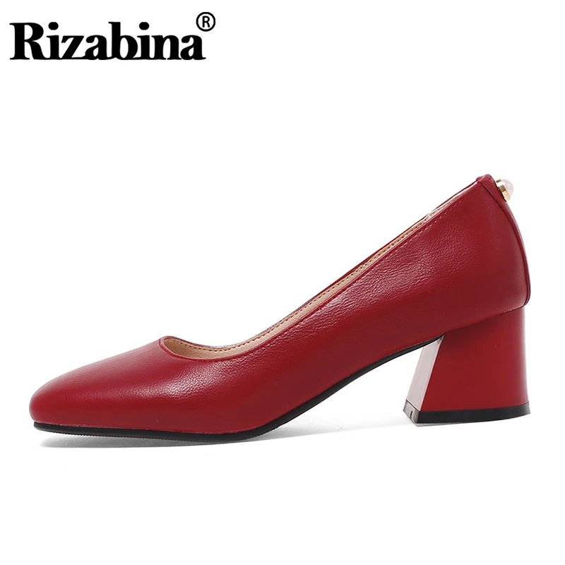 RIZABINA/Винтажные женские туфли на высоком каблуке Украшенные бусинами Женские