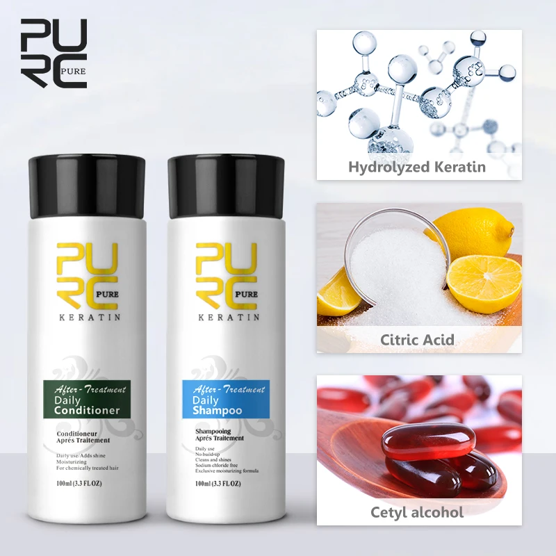 PURC 100 ml шампунь и ежедневный кондиционер для после обработки кератина