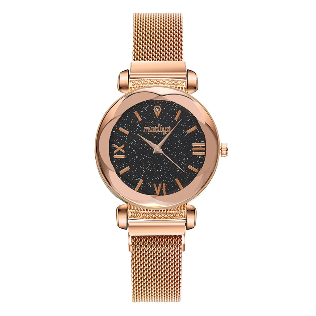 Модные часы со звездами повседневные кварцевые с имитацией сетчатого ремня из