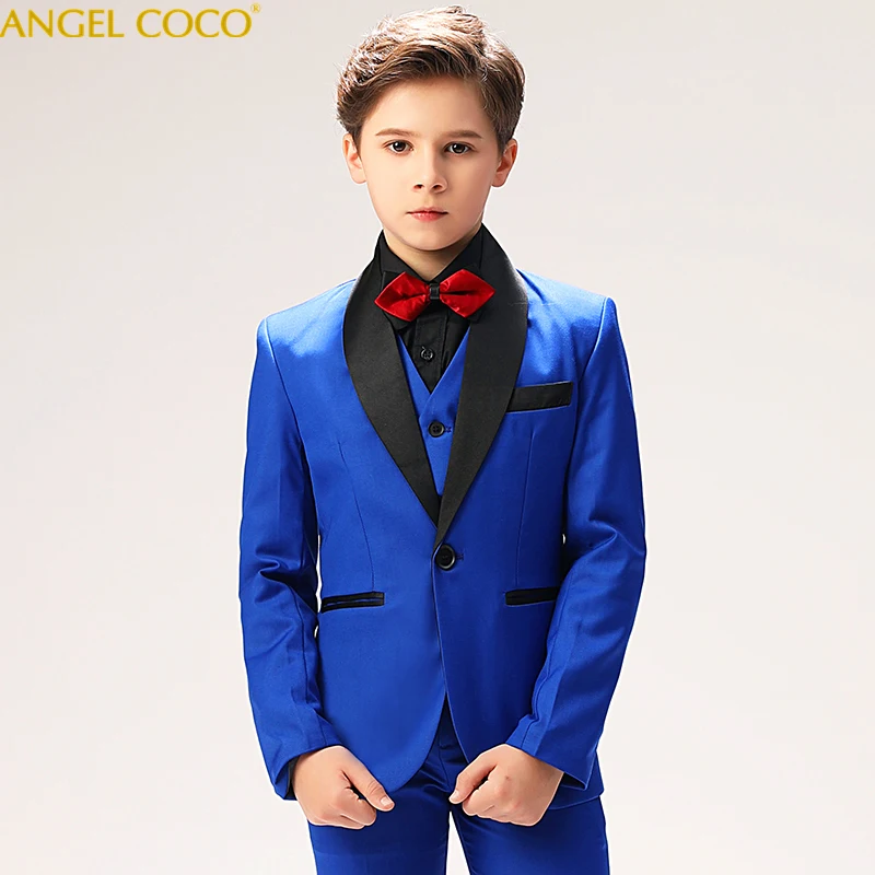 

5 Piece 2020 New Boy Flower Girl Wedding Suit Korean Boys Prom Suits British Children Suit Costume Enfant Garcon Mariage Tuxedo