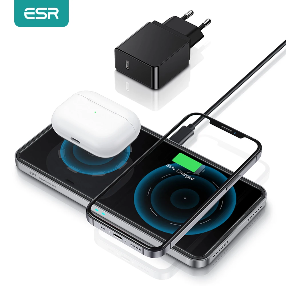 ESR Magnetic Wireless Charger for iPhone 12 10W Fast Wireless Charging for iWatch Airpods Pro Wireless Charger Magnetic Support