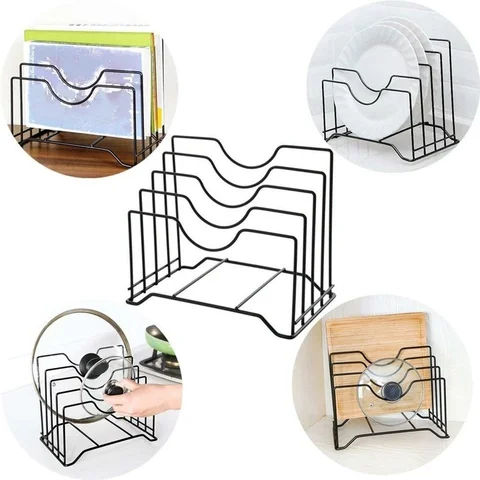 Pot Lid Rack Storage Pan Lid Cover Cabinet Pantry Holder Rack Organizer Multifunctional Kitchen Tool