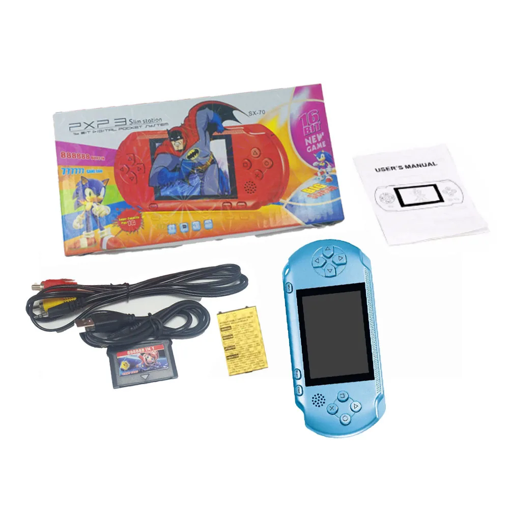 

3'' Portable 16 Bit Retro PXP3 Slim Station Video Games Player Handheld Game Console with Game Card built-in 150 Classic Games