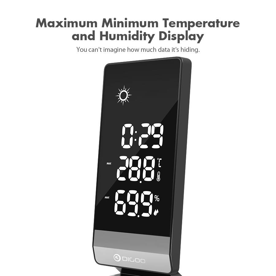 Digoo DG-TH11400, погоды, погоды 12/24 часов, температура, сигнализация влажности, часы, температура внутри и снаружи, датчик, метеостанция