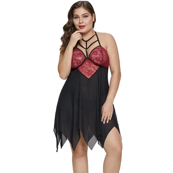 

2020 Plus Size Women Ladies Sexy Lingerie+G-string Bow Deep V-neck Lingerie Sexy Hot Erotic Sleepwear Babydoll Sexy Night Wear