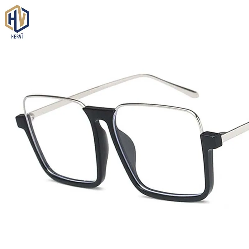 

2020 Fashion Square Big Glasses Frame Men Women Metal Half Frame Gradient Sunglasses Unisex Spectacles Frames