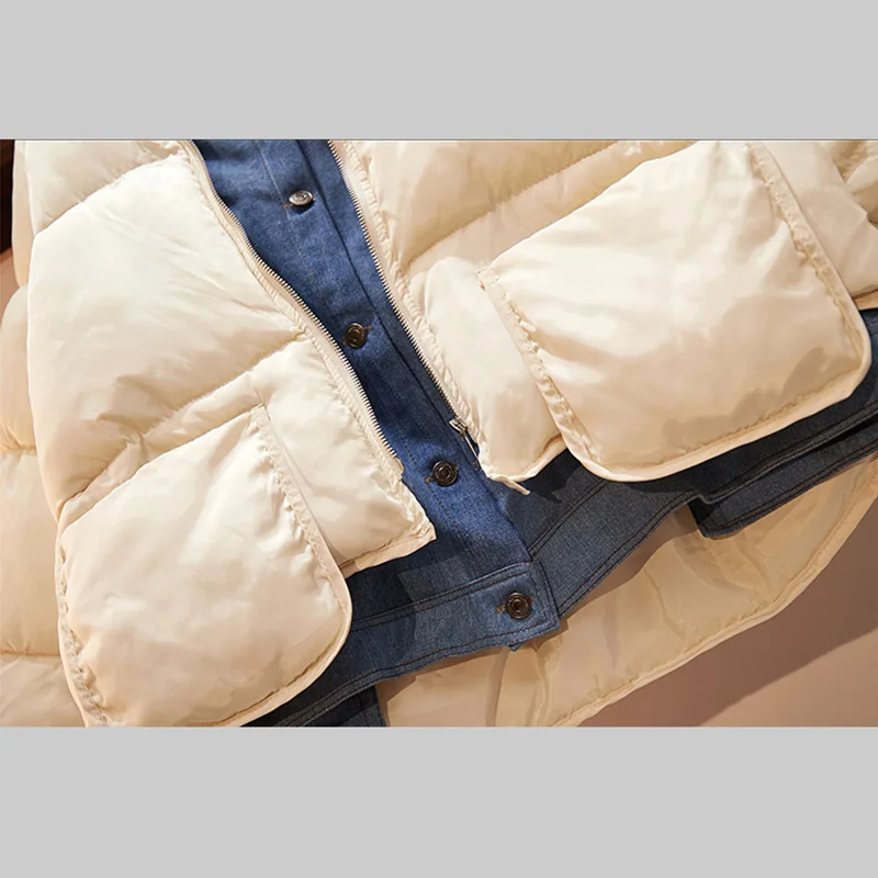Толстая хлопковая парка размера плюс 4XL, пальто, зимняя женская Свободная джинсовая куртка большого размера, Женская Толстая зимняя куртка