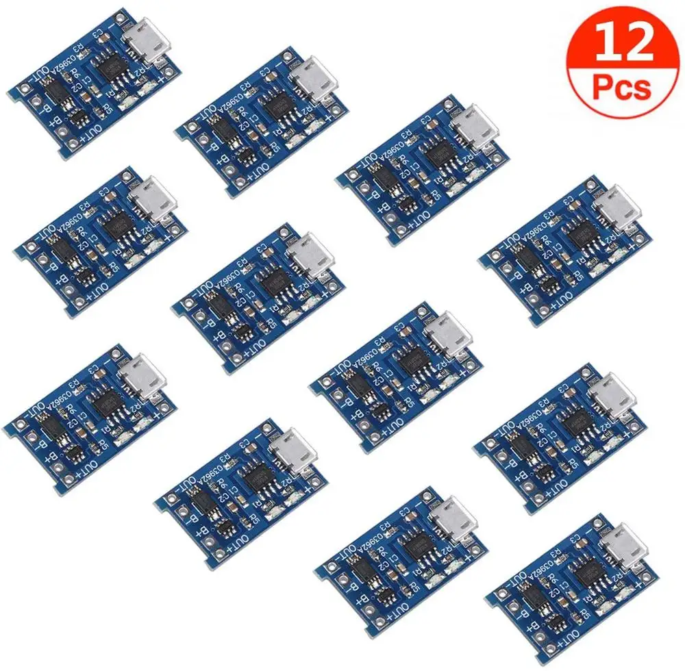 Зарядный Модуль TP4056 5 В Micro USB 1A 18650 12 шт.|Зарядные устройства| |