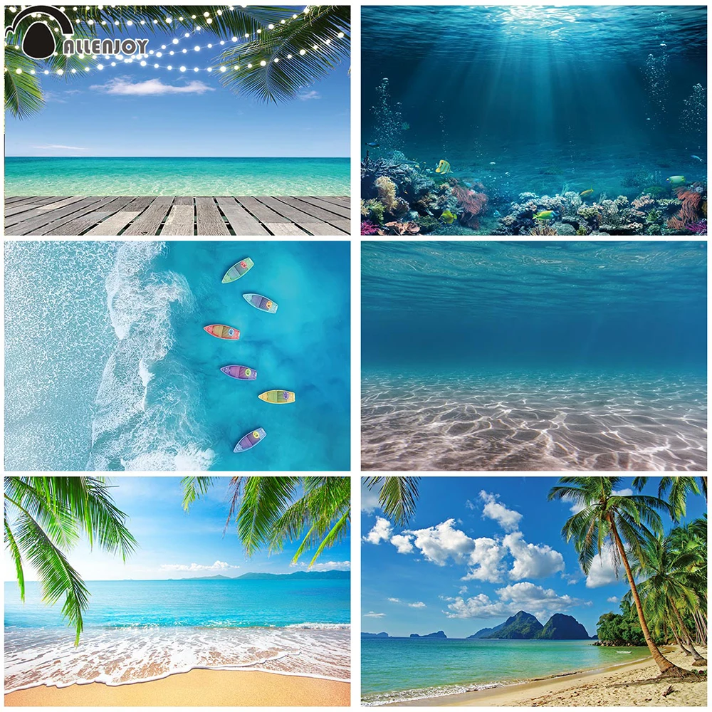 Background Beach Ocean Seaside Island Vinyl Photography Backdrops Summer Wedding Party Banners