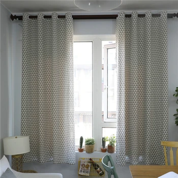 

Curtain Window Treatment Cotton Linen Semi-shading Gray Pure Voile Geometric American-style Cortinas Porch Home-textile