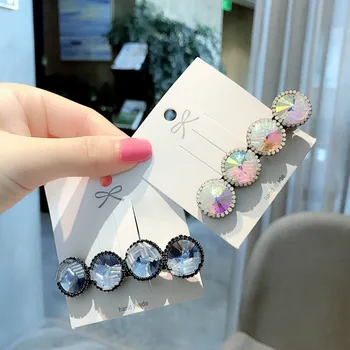 

Simple Cute Girl Crystal Hairpin Rhinestone Round Duckbill Clip Barrettes for Women Fashion Hair Accessories Wholesale